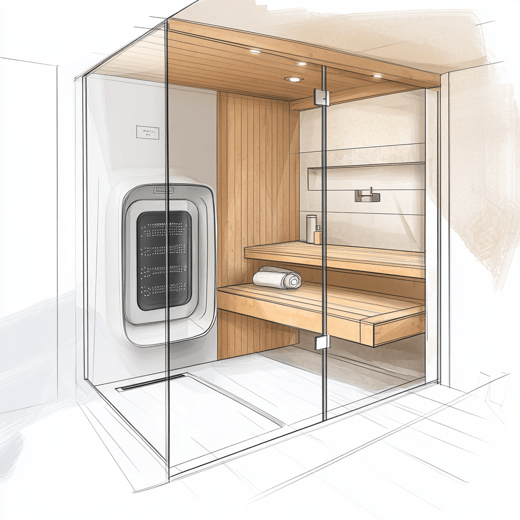Gestaltung und Planung eines Badezimmers mit eingebauter Sauna