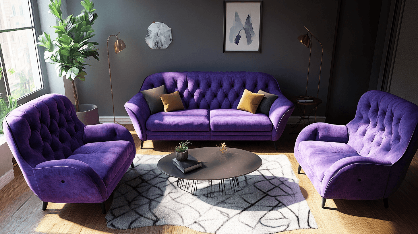 Lila Möbel: Ein Blickfang im Zimmer